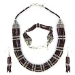 Girls Gift Silver Garnet Necklace Bracelet Earrings Set