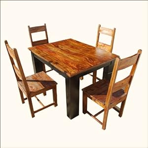 Sierra Solid Wood 5pc Dinette Dining Room Table & Chair Set For 4 Big People New