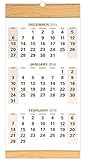 2016 Wall Calendar, 3 month view, 13" x 27", Wood design, by Global Printing & Packaging