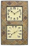 Chaney Instrument Indoor/Outdoor Clock/Thermometer Combo, Resin/Slate