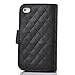 Welity Camellia Soft Leather Grid Crystal Pu Leather Wallet Case for Apple iPhone 4/4S/4G and One Gifts(Black Color)