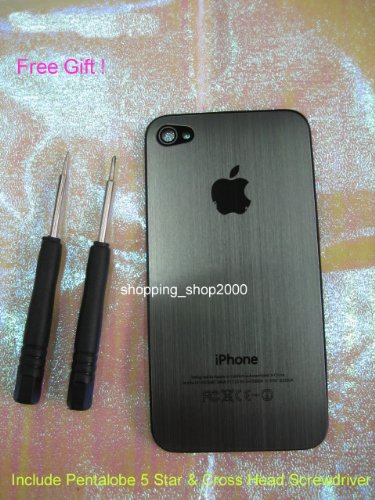 Iphone 4 Back Cover Housing, Gunmetal Dark Silver Brushed Metal Aluminum Battery Door, Replacement Back Glass Housing with Interior Frame and Free Pentaoble 5 Star & Cross Head Screwdrivers For AT&T Iphone 4 Only 51XThEIKkUL Iphone 4 Back Cover Housing, Gunmetal Dark Silver Brushed Metal Aluminum Battery Door, Replacement Back Glass Housing with Interior Frame and Free Pentaoble 5 Star & Cross Head Screwdrivers For AT&T Iphone 4 Only