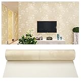 Auralum DIY エレガントなフラワー柄壁紙 模様替え ノリなし 東欧風 お部屋 お洒落な壁紙 ルームインテリア リビング リフォーム リメイク アクセント 53cm×10m (ベージュ)