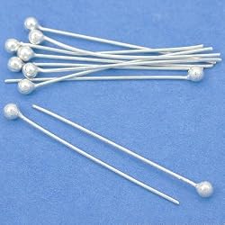 10 Sterling Silver Hat Pin Jewelry Head Pins 25 Gauge 1"