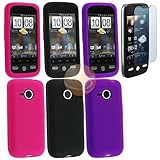 FOR HTC DROID ERIS BLACK + PINK + PURPLE CASE COVER + GUARD