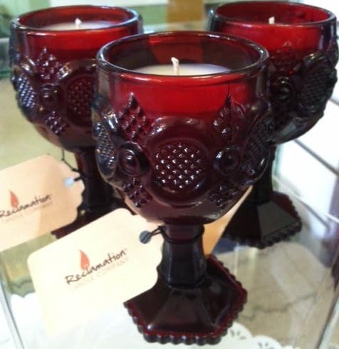 Dragon's Blood Candle in Vintage Avon Ruby Red Goblet