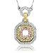 18k Tri Color Gold White and Yellow and Rose Pink Diamond Square Pendant Necklace 0.81 carat