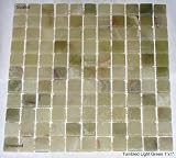 1'X 1' Light Green Onyx Tumbled / Antique Finish Mosaics Meshed on 12' X 12' Tiles for Kitchen and Bathroom Backsplash, Shower Walls, Bathroom Floors & Walls