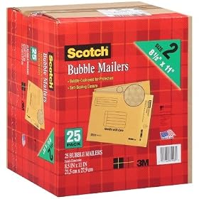 Scotch Bubble Mailers size 2 8.5"x 11" pack of 25