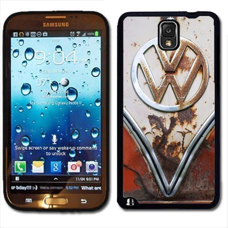 Samsung Galaxy Note 3 Black Rubber Silicone Case - VW Bus Rusted Front End bumper grill Old School volkswagen bus