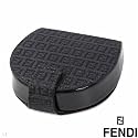 Fendi Made in Italy Fine Coins Purse Made of Blackr Canvas and Black Leather 3.25in