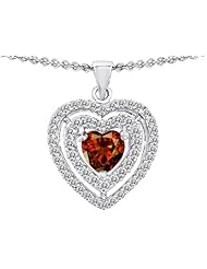 Original Star K (tm) 6mm Heart Shape Simulated Garnet Heart Pendant in 925 Sterling Silver