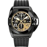 TechnoMarine Mens 908007 BlackWatchAutomatic Gold-Plated Dial Black Rubber Watch by TechnoMarine