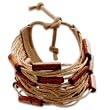 Bamboo and leather bracelet, 'Brown Amazon' 2" W 7.1" L