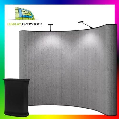 GRAY VELCRO - PREMIUM 10' POP UP DISPLAY - Trade Show Booth Exhibit - Includes EZ Counter and LED Lights!
