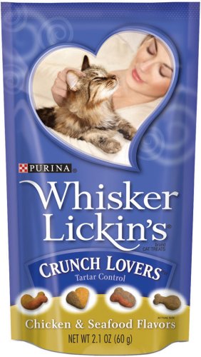 Whisker Lickins Crunch Lovers Cat Treats Chicken & Seafood Flavor, 2.1-Ounce Pouches... by Whisker Lickins