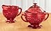 Miles Kimball Red Depression Style Glass Sugar & Creamer Set