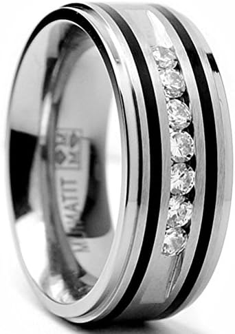 Titanium Engagement Rings for Men Cubic Zirconia (9mm) Wedding Beautiful Elegant Band (7)