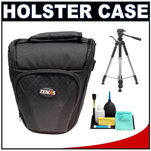 Zeikos Digital SLR Camera Holster Case + Tripod + Cleaning Kit for Canon Rebel XSi, XS, T1i, T2i, XTi, 50D, Nikon D40, D60, D300S, D3000, D5000, D90, D300, D700, Olympus Evolt E-30, E-450, E-520, E-620, and Sony Alpha A230, A330, A380, A900