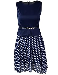 Sexy Sleeveless Cocktail Polka Dot Print Summer Chiffon/Cotton/Polyester Club Dress/Homecoming Dress/Prom Dress/Wedding Dress 