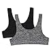 Fruit of the Loom Big Girls Performance Racerback Sport Bras 2 Pack, Black/Dark Grey Heather, 32
