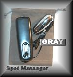 GRAY Velveteen Pouch and Small Silver Bulllet Style Spot Wire Style Back, Scalp, Body Battery Massager