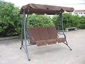 3 Seater Cushioned Coffee Hammock Garden Bench Swing Seat Canopy Indoor Outdoor Patio Furniture