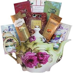 Afternoon Tea Time Teapot Gift Tote of Treats - A Great Gift Basket for Mom!