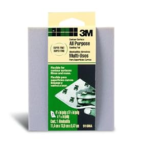 3M 916DCNA Contour Surface Sanding Sponge, 4.5 in x 5.5 in x .1875 in, Super Fine