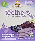 Happy Baby Gentle Teethers Organic Teething Wafers, Blueberry and Purple Carrot, 12 Count