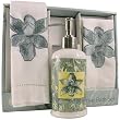 Floral gift set: Soap Pump Dispenser (Ceramic) and 2 Embroidered Towels, GrayEstate Floral gift set: Soap Pump Dispenser (Ceramic) and 2 Embroidered Towels, GrayEstate