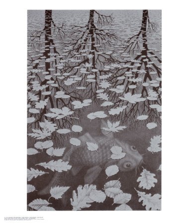 Three Worlds Art Poster Print by M. C. Escher, 22x26