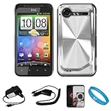 Silver Metallic Cosmo Wave Design Protective Snap-On Case Cover for HTC Dro ....