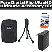 Ultimate Accessory Kit For The Pure Digital Flip UltraHD Camcorder 3rd Generation FVU32120B, U32120W NEWEST MODEL Includes Slim Protective hard Case + Flip Power Adapter APA1B + Mini Tripod + More