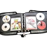 Artisan 240 Disc Black Faux Leather DVD Album with 120 Liner Notes and Title Cover Page Capacity Using Metal Ring Binder
