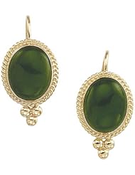 14K Yellow Gold Jade Earrings -- LIFETIME WARRANTY