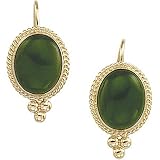 14K Yellow Gold Jade Earrings