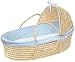 Baby : Badger Basket Co Natural Hooded Moses Basket - Blue Dot Bedding