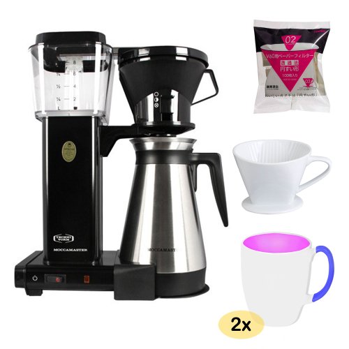 Technivorm 9586 Moccamaster Coffee Brewer/Thermo Carafe (Black) + Porcelain Coffee Filter Cone Size 4 + White Paper Filter for 02 Dripper + 2 pcs 16 oz. Stoneware Coffee Mug Technivorm 9586 Moccamaster Coffee Brewer/Thermo Carafe (Black) + Porcelain Coffee Filter Cone Size 4 + White Paper Filter for 02 Dripper + 2 pcs 16 oz. Stoneware Coffee Mug