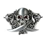 Jeweled Skull with Crossed Swords Belt Buckle