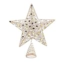 Festive 3d Wire Shaped Glitter and Sequins Christmas Star, Gold, 205 mm x 300 mm