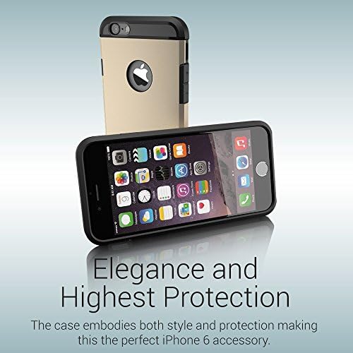 Gold iPhone 6 Case Slim Tough 2 in 1 Series, Best Shockproof Protection for Apple iPhone 6, Primed4U LIFETIME Guarantee [Champagne Gold]