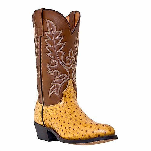 Men's Laredo Pecan Ostrich Print Foot Cowboy Boots 68032