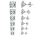 Luxusteel® Cubic Zircon Diamond Stainless Steel Stud Earring Set 3-8mm 6 Pairs Per Set , Square Shape Silver Color