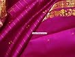 Violet Red Indian Bridal Sari with Golden Zari Border. Bellydance fabric