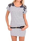 IMAGE OF Romeo & Juliet Couture Cute Striped Short Dress in Navy, Large