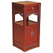 EXP Handmade Asian Furniture - 34" Antique Style Walnut Wood End Table / Storage Cabinet Carved Trim