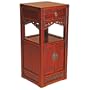 Handmade Asian Furniture - 34" Antique Style Walnut Wood End Table / Storage Cabinet Carved Trim