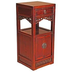 Antique-Style Asian End Table - Red by AsiaEXP