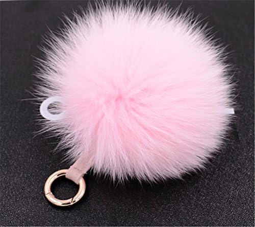 Sunnying Fox Fur Cute Pom Pom Ball Key Chain for Womens Bag or Car Pendant (Pink)